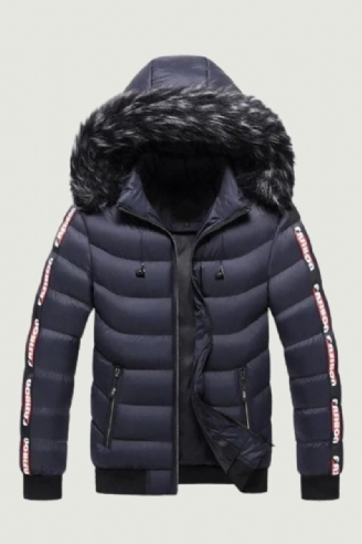 Hiver Hommes Velours Parka Manteau Col De Fourrure À Capuche Plus Épais Chaud Veste