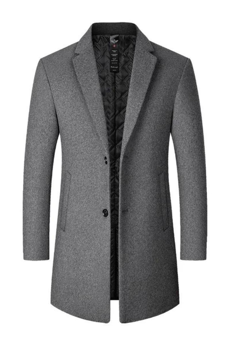 Hiver Laine Hommes Épais Manteau Col Montant Mâle Mélange Veste De Survêtement Smart Décontracté Trench