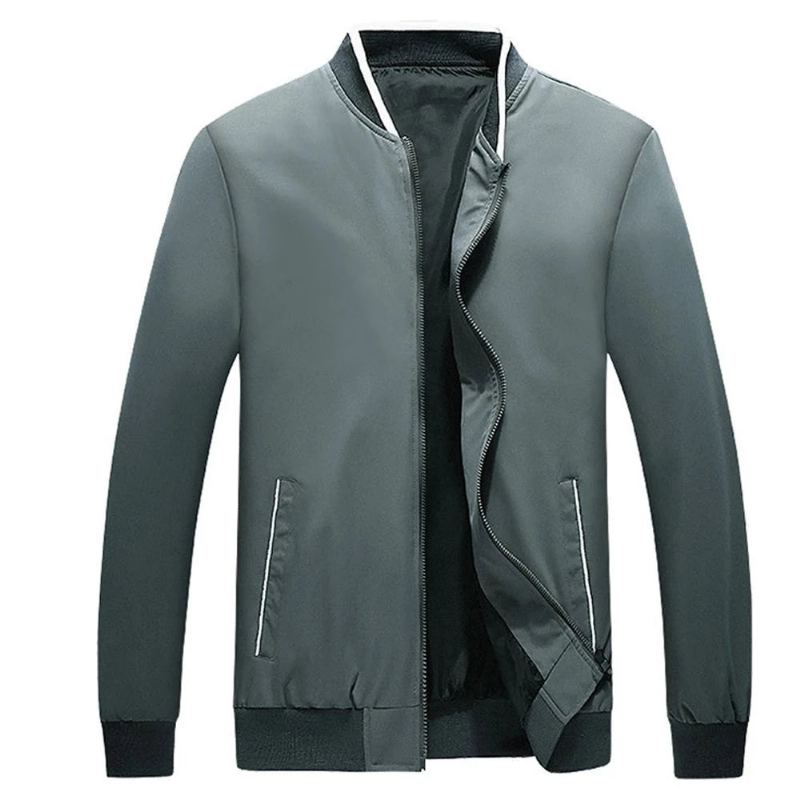 Hommes Bomber Veste Printemps Automne Mâle Affaires Décontracté Mince Manteau Haut Coupe-vent - Noir