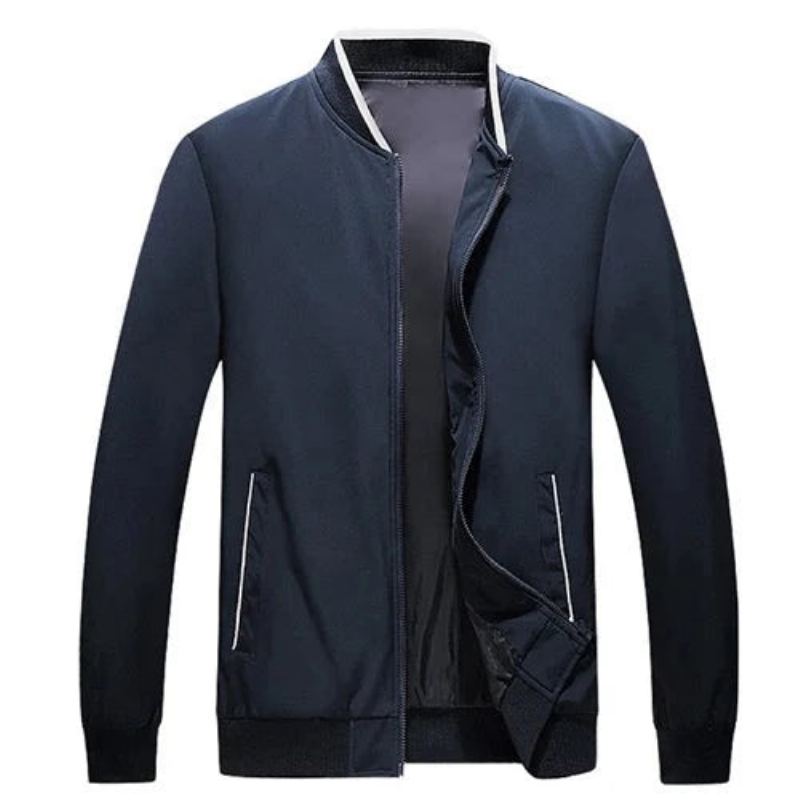 Hommes Bomber Veste Printemps Automne Mâle Affaires Décontracté Mince Manteau Haut Coupe-vent - Noir