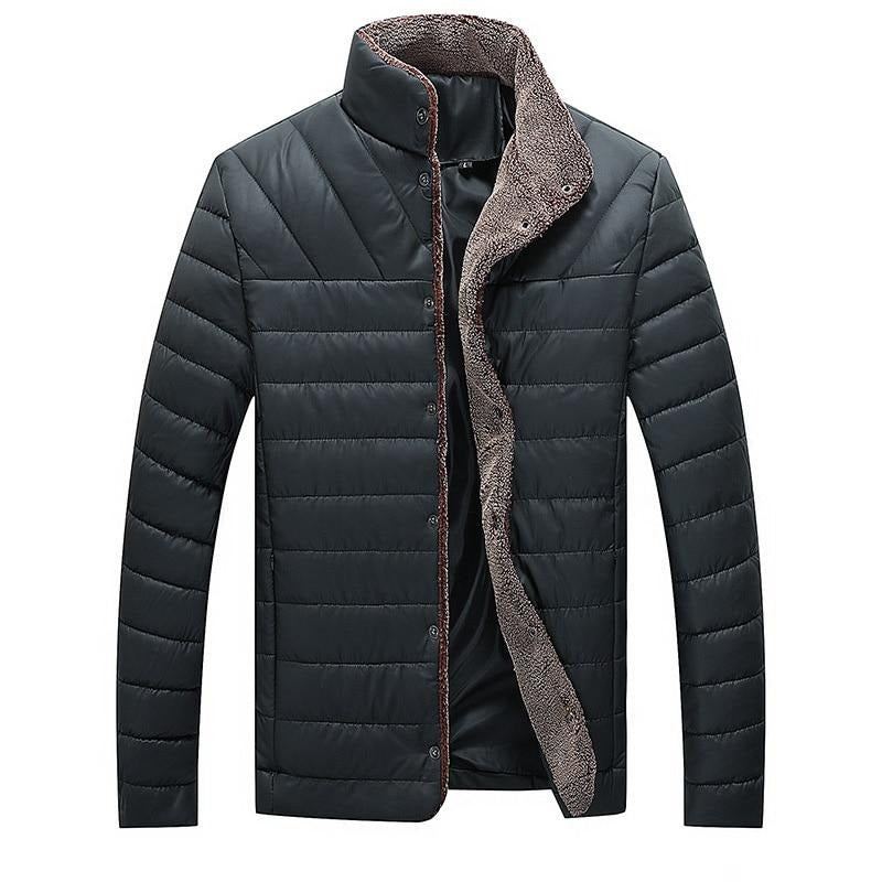 Hommes Bomber Vestes Mâle Polaire Épais Chaud Coupe-vent Veste Col De Fourrure Baseball Parkas Manteaux Vêtements - Bleu