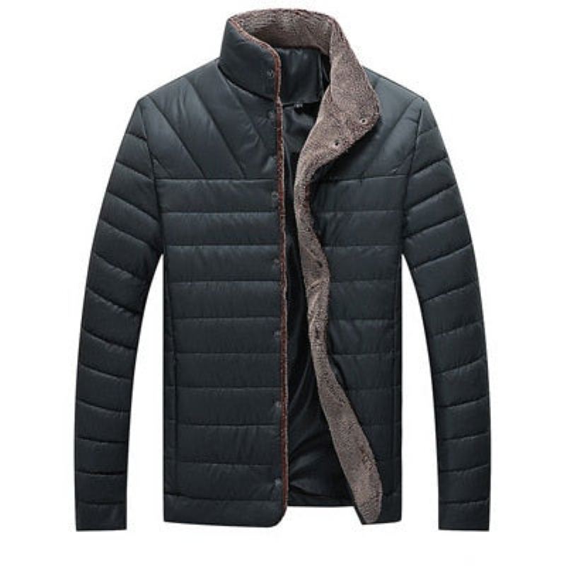 Hommes Bomber Vestes Mâle Polaire Épais Chaud Coupe-vent Veste Col De Fourrure Baseball Parkas Manteaux Vêtements - Bleu