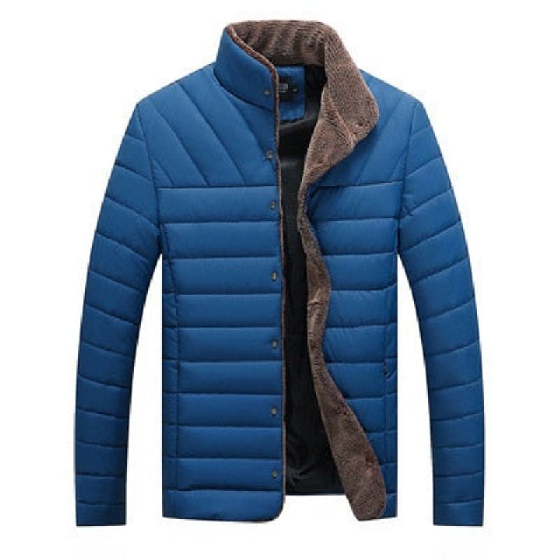 Hommes Bomber Vestes Mâle Polaire Épais Chaud Coupe-vent Veste Col De Fourrure Baseball Parkas Manteaux Vêtements - Bleu