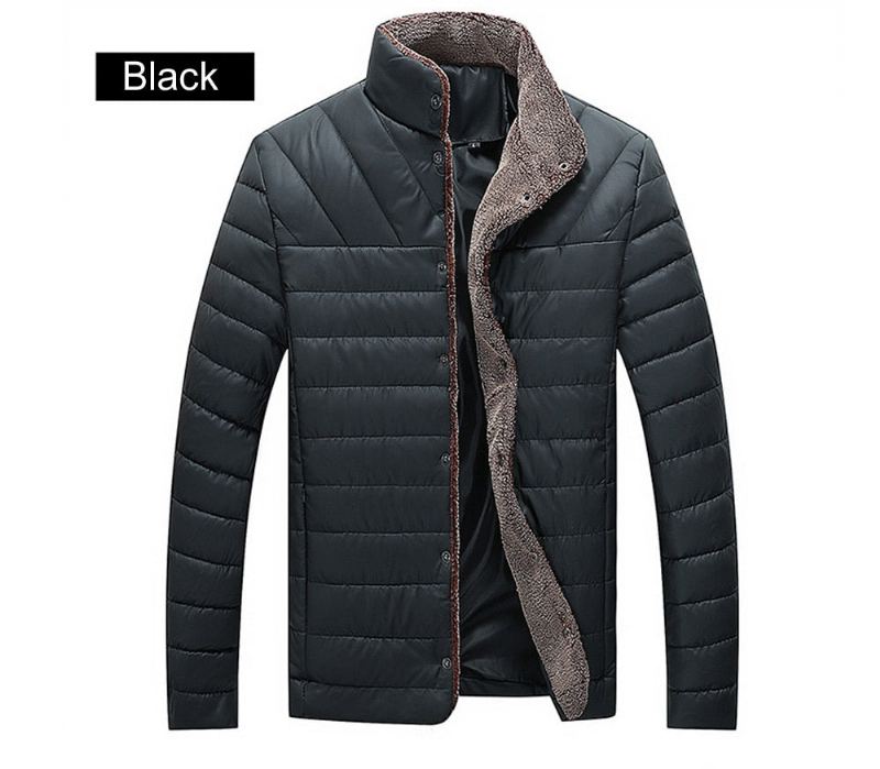 Hommes Bomber Vestes Mâle Polaire Épais Chaud Coupe-vent Veste Col De Fourrure Baseball Parkas Manteaux Vêtements - Bleu