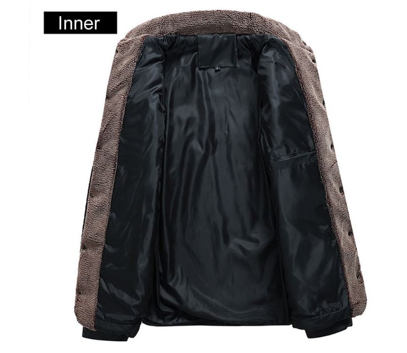 Hommes Bomber Vestes Mâle Polaire Épais Chaud Coupe-vent Veste Col De Fourrure Baseball Parkas Manteaux Vêtements - Bleu