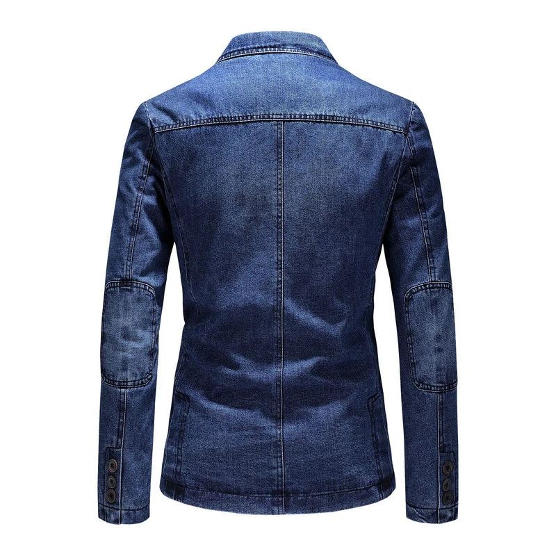 Hommes Denim Blazers Mâle Manteau Surdimensionné Printemps Automne Jolie Blazer Vêtements Veste D'extérieur - Bleu