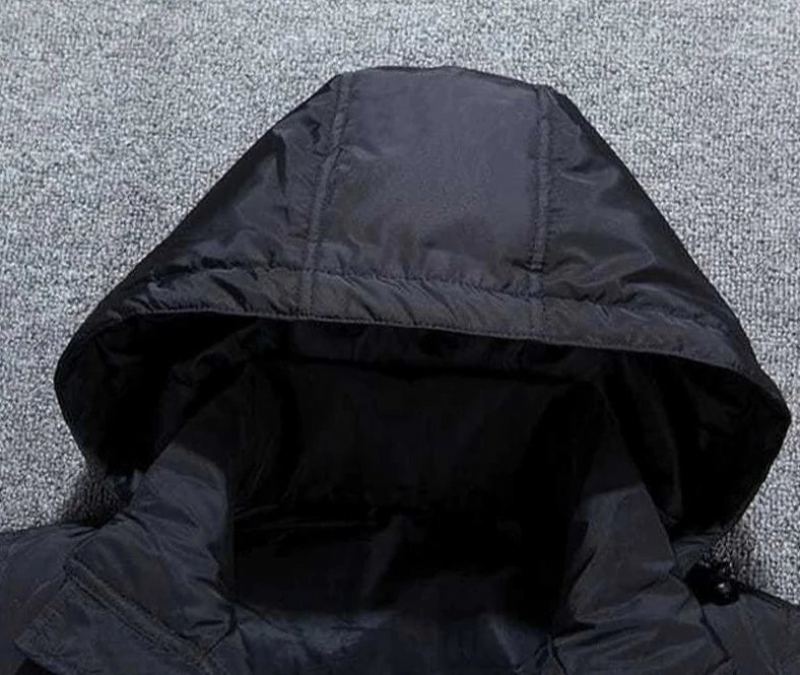 Hommes Doudoune Chaud Loisirs Gilet Sans Manches Fermeture Éclair Amovible Vestes À Capuche Matelassé - Noir