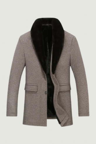 Hommes Manteau De Laine Hiver Long Veste D'hiver Automne Mélange Pardessus Trench Coat