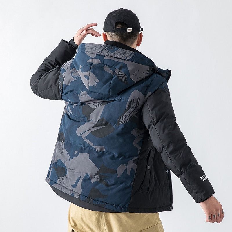 Hommes Manteaux Veste D'hiver Mince Militaire Vêtement D'extérieur Camouflage Manteau Chaud Haut Vêtements Décontracté - Bleu