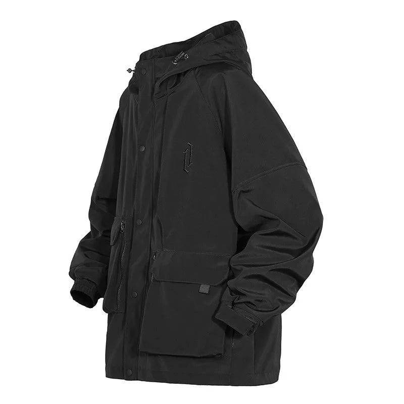 Hommes Veste Coupe-vent Automne Hip Hop Poches Multiples Manteaux Tactiques Vestes Cargo En Vrac - Noir