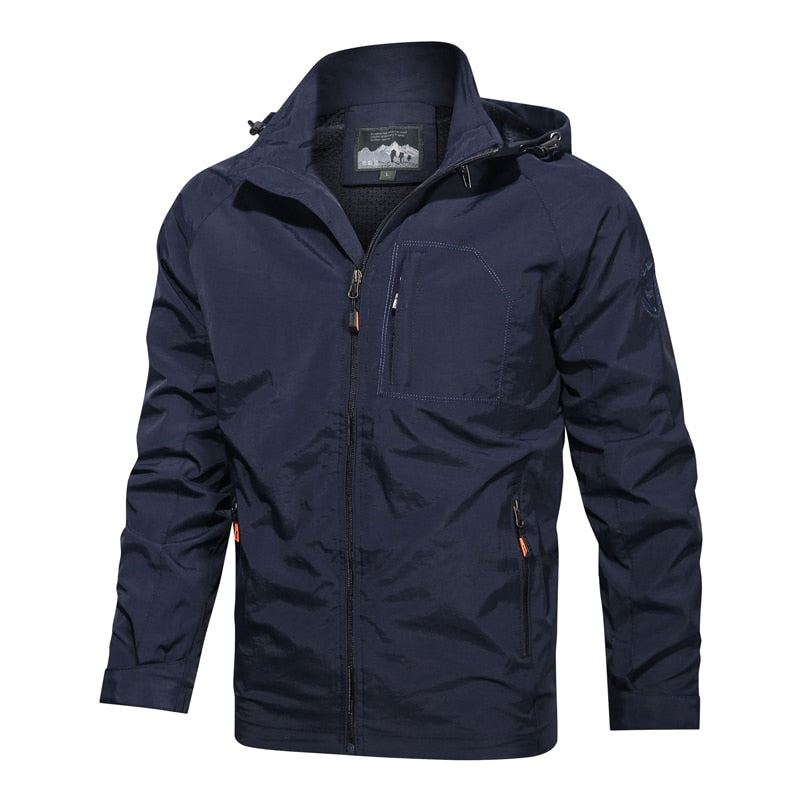 Hommes Veste Nouveau Coupe-vent Décontracté Bomber Manteaux Printemps Automne Extérieur Imperméable Mince Vestes Homme Streetwear - Bleu