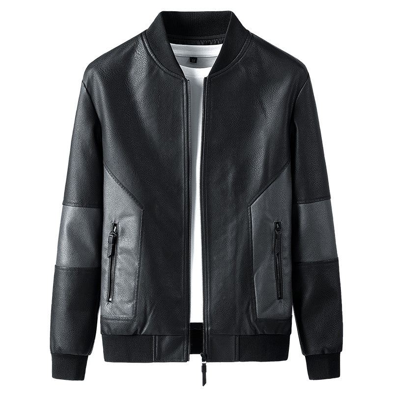 Hommes Veste Nouveau Printemps Automne Vestes En Cuir Souple Pour Homme Vêtements Manches Longues Manteau Style Mince - Noir