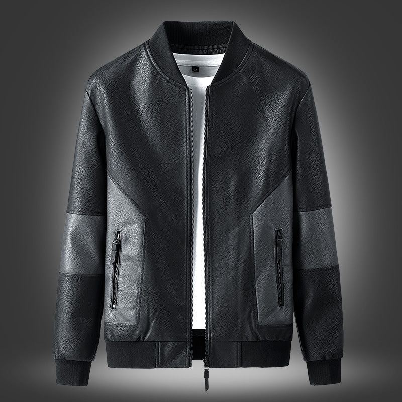 Hommes Veste Nouveau Printemps Automne Vestes En Cuir Souple Pour Homme Vêtements Manches Longues Manteau Style Mince - Noir