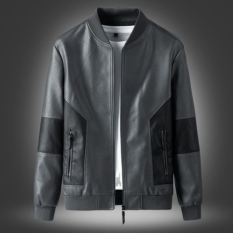 Hommes Veste Nouveau Printemps Automne Vestes En Cuir Souple Pour Homme Vêtements Manches Longues Manteau Style Mince - Noir