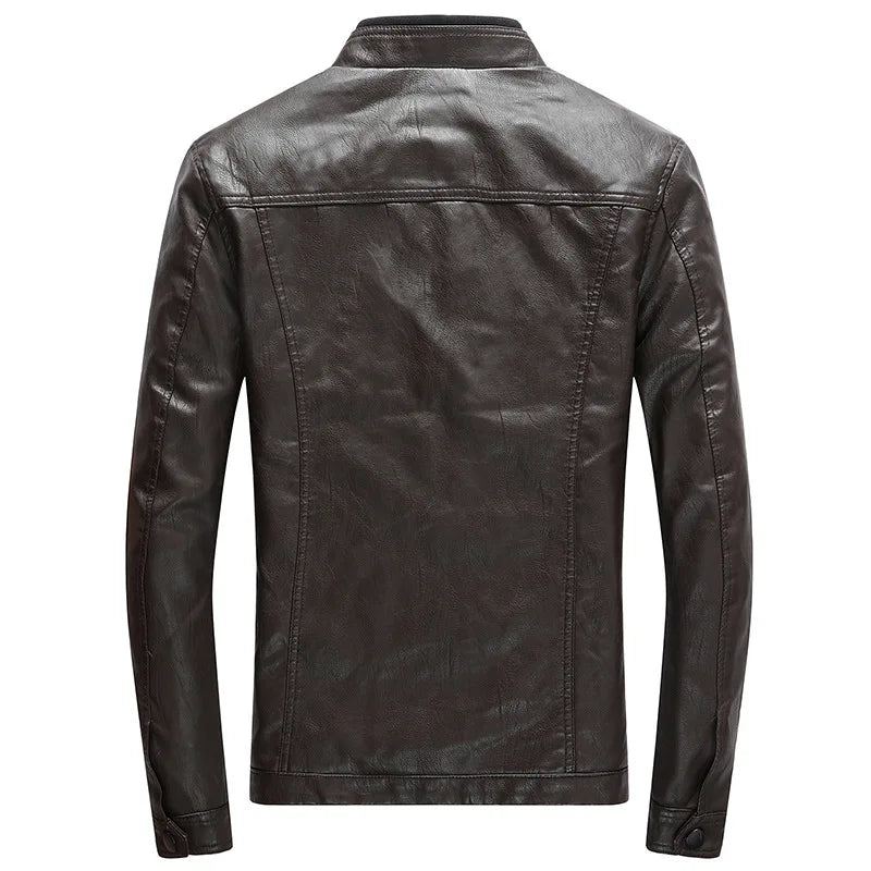 Hommes Vestes Manteaux Moto Biker Faux Cuir Veste Automne Hiver Vêtements Européen - Noir