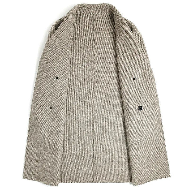 Laine Hiver Épaissir Hommes Manteau Doublure Garçon Long Pardessus - Gris