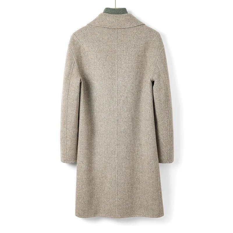 Laine Hiver Épaissir Hommes Manteau Doublure Garçon Long Pardessus - Gris