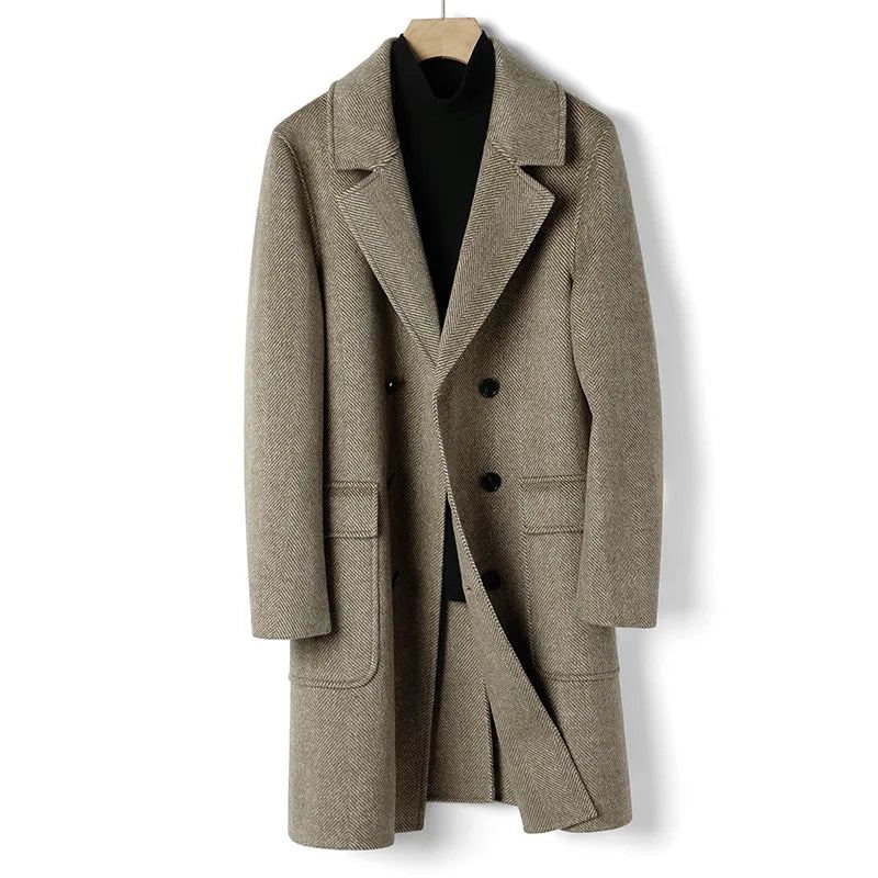 Manteau D'affaires Décontracté Pour Hommes Australiens Trench-coat Slim À Double Boutonnage - Marron