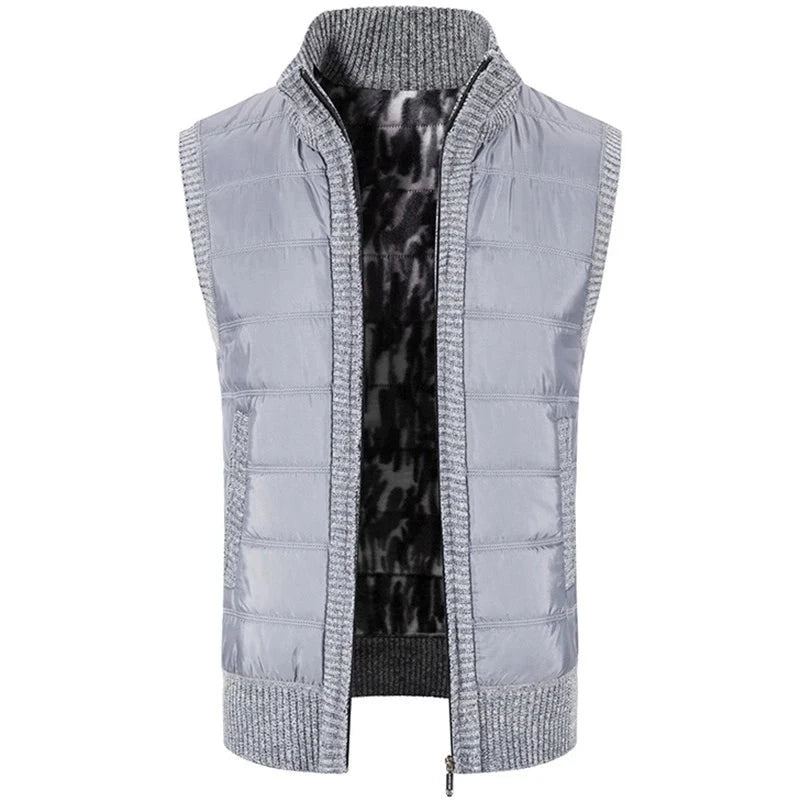 Manteau En Coton Pour Hommes Automne Et Hiver Vêtements D'extérieur Chauds Gilet En Décontracté Veste Sans Manches - Noir