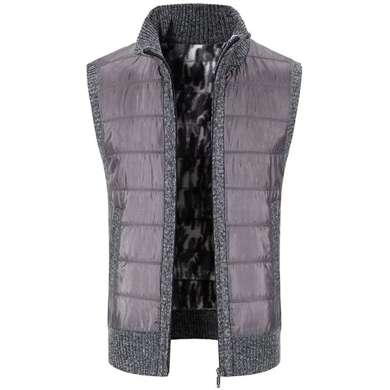 Manteau En Coton Pour Hommes Automne Et Hiver Vêtements D'extérieur Chauds Gilet En Décontracté Veste Sans Manches - Noir