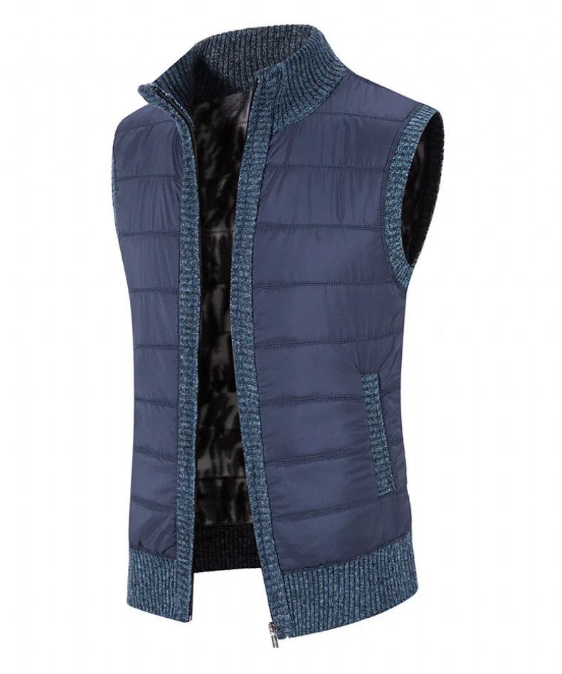 Manteau En Coton Pour Hommes Automne Et Hiver Vêtements D'extérieur Chauds Gilet En Décontracté Veste Sans Manches - Noir