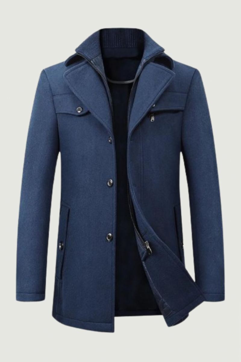 Manteau Coupe-vent En Laine Pour Hommes Trench Solide Coupe Slim Business Décontracté Mélanges De Vestes En Hiver