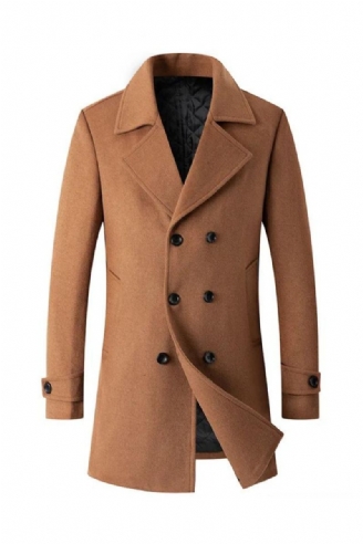 Manteau À Double Boutonnage Pour Hommes Veste En Laine Trench-coat À Revers Long Coupe-vent D'hiver