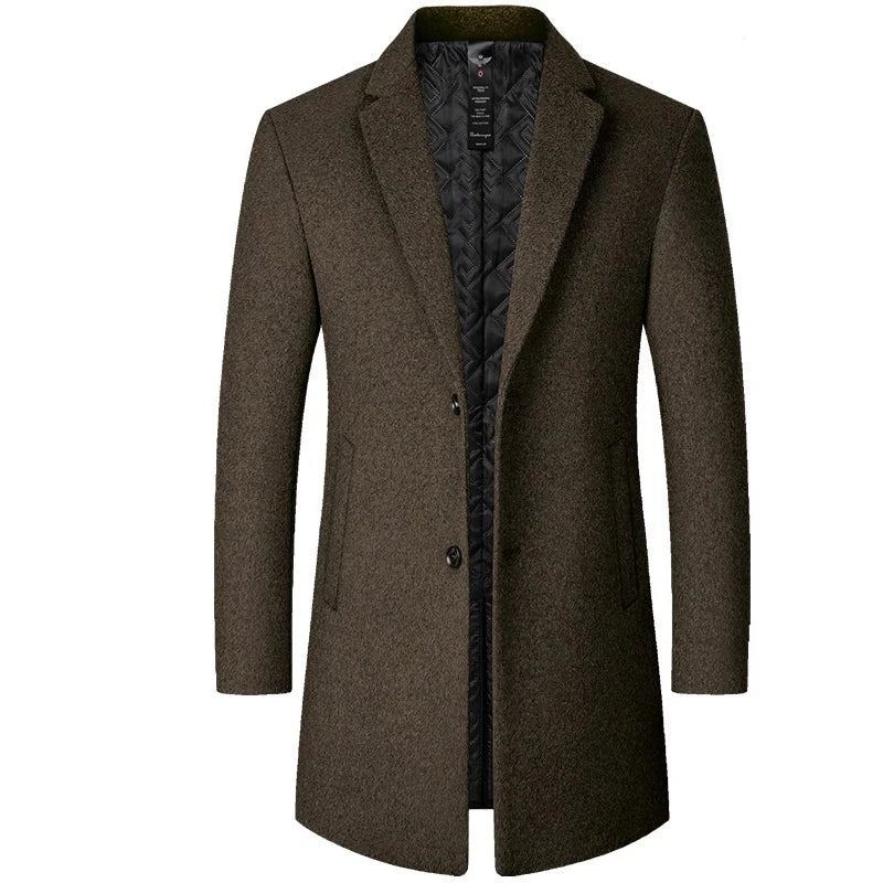 Manteau D'hiver Pour Hommes Poches Décontractées Vêtements Luxueux Trench Chaud D'extérieur Confortables - Noir