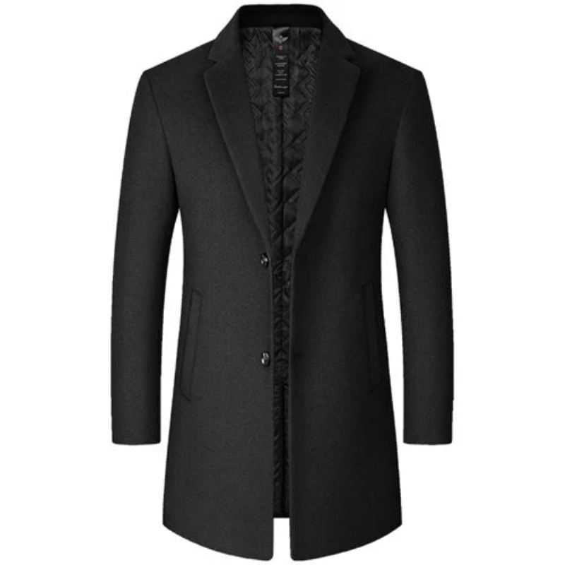 Manteau D'hiver Pour Hommes Poches Décontractées Vêtements Luxueux Trench Chaud D'extérieur Confortables - Noir