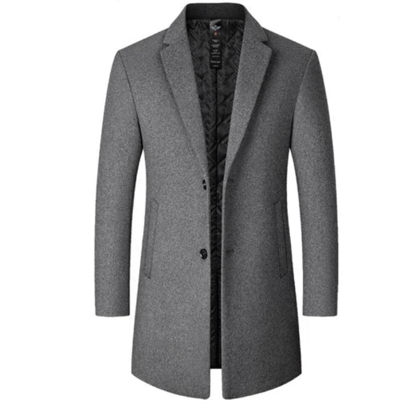 Manteau D'hiver Pour Hommes Poches Décontractées Vêtements Luxueux Trench Chaud D'extérieur Confortables - Noir