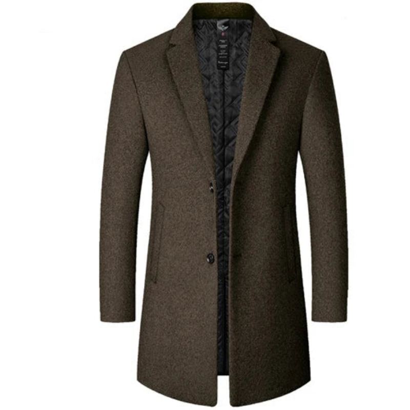 Manteau D'hiver Pour Hommes Poches Décontractées Vêtements Luxueux Trench Chaud D'extérieur Confortables - Noir