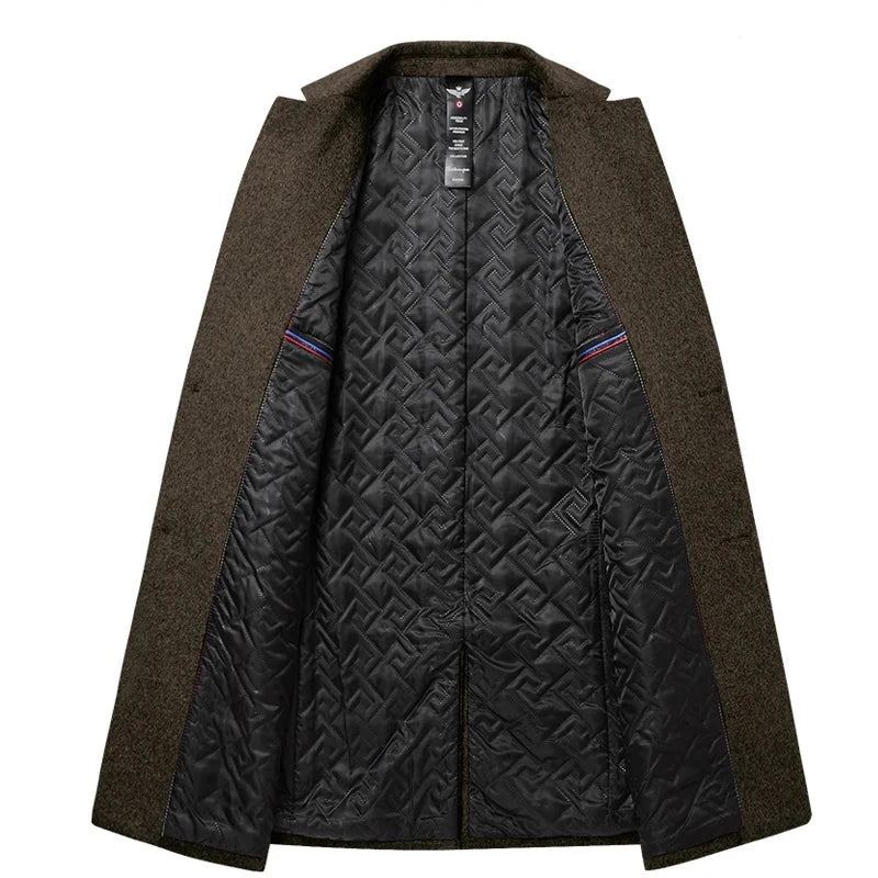 Manteau D'hiver Pour Hommes Poches Décontractées Vêtements Luxueux Trench Chaud D'extérieur Confortables - Noir