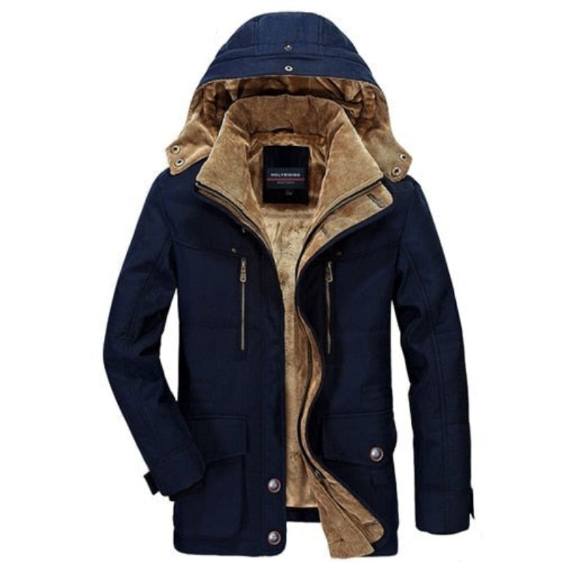 Manteau D'hiver Hommes Polaire Chaud Coton Parka Veste Épaisse Chaude Parkas Rembourré - Bleu