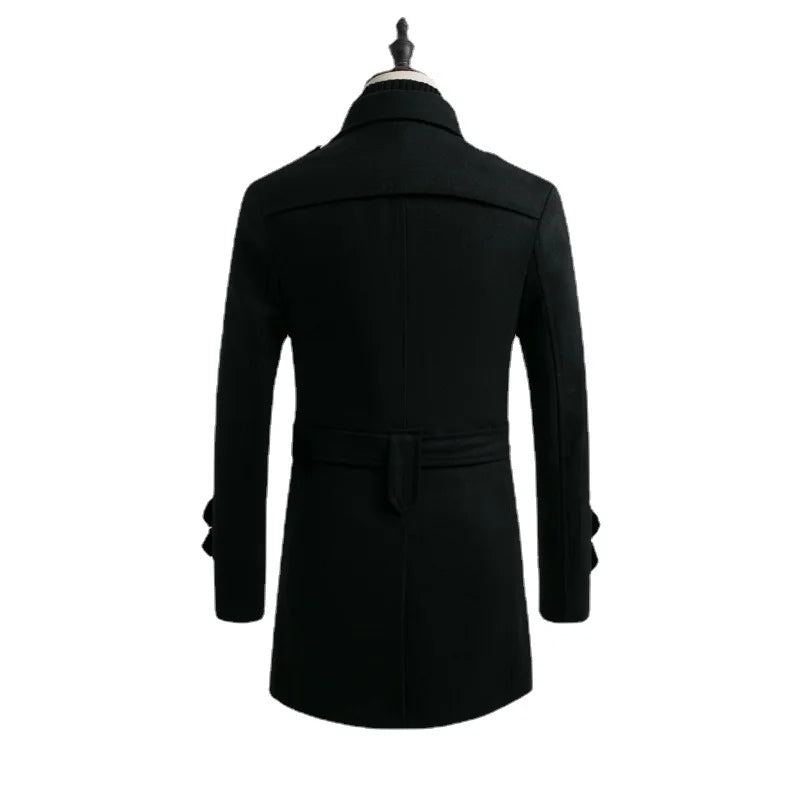 Manteau D'hiver En Laine Épais Et Chaud Pour Hommes Double Boutonnage Mi-long Col Écharpe Rembourré En Coton Trench Masculin - Gris