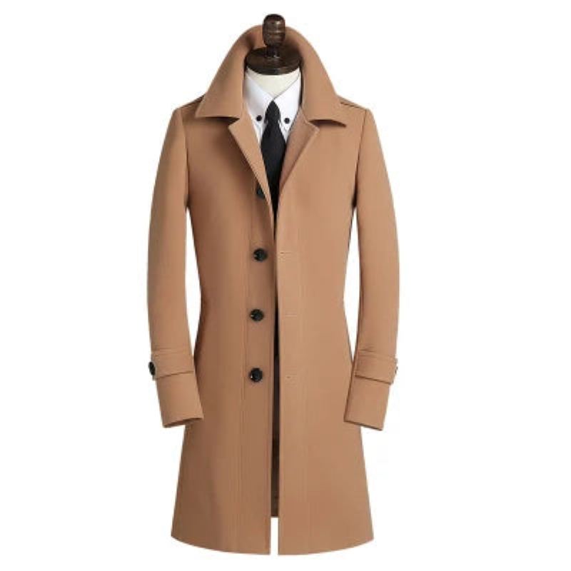 Manteau D'hiver En Laine Pour Hommes Pardessus Décontracté En Cachemire Trench Thermique Vêtements D'extérieur - Kaki