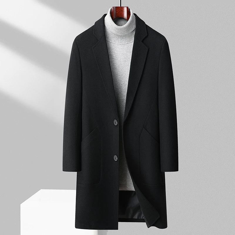 Manteau En Laine Beau Printemps Et Automne Plancton Beaux Hommes Version Du D'affaires Tendance - Gris