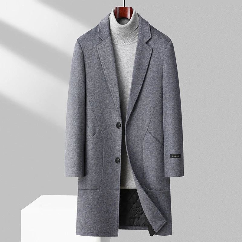 Manteau En Laine Beau Printemps Et Automne Plancton Beaux Hommes Version Du D'affaires Tendance - Gris