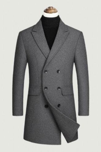 Manteau En Laine À Double Boutonnage Pour Homme Trench-coat Chaud Veste D'affaires Décontractée Automne Et Hiver