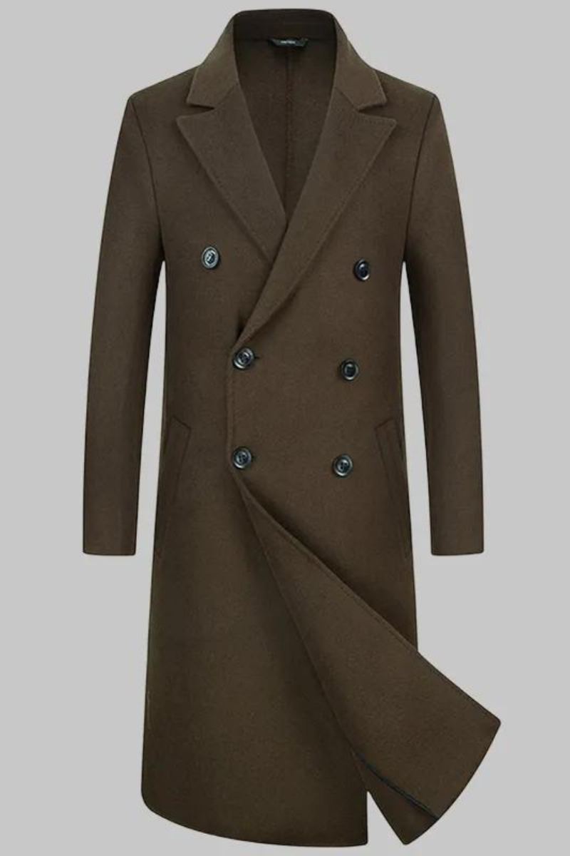 Manteau En Laine Double Face Fait À La Main Coupe-vent Long Au Dessus Du Genou Pour Hommes