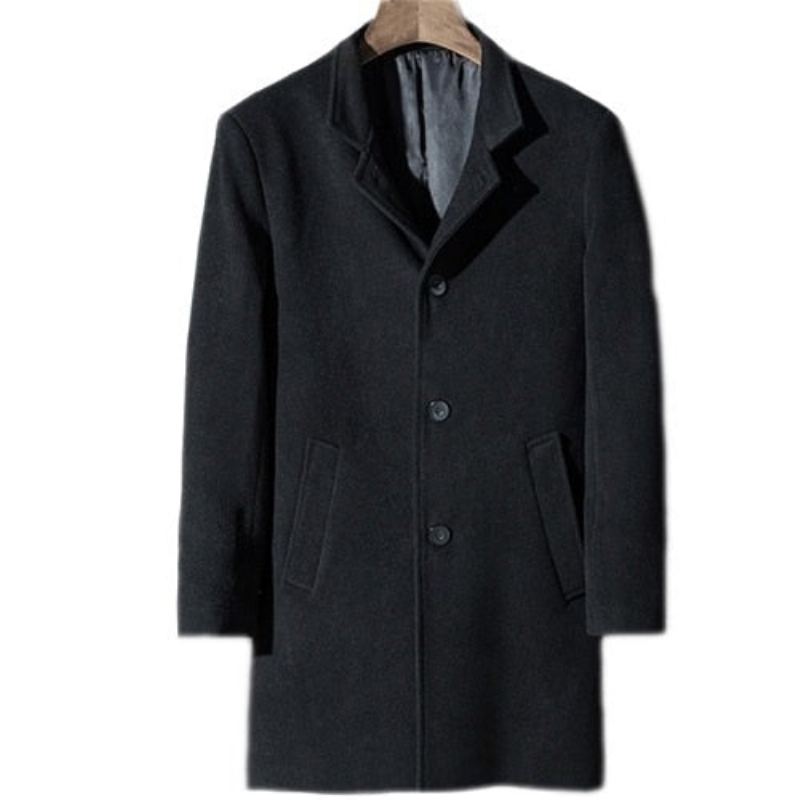 Manteau De Laine D'hiver Hommes Longues Sections Manteaux De Veste En Cachemire Trench-coat De De Luxe Hiver - Gris