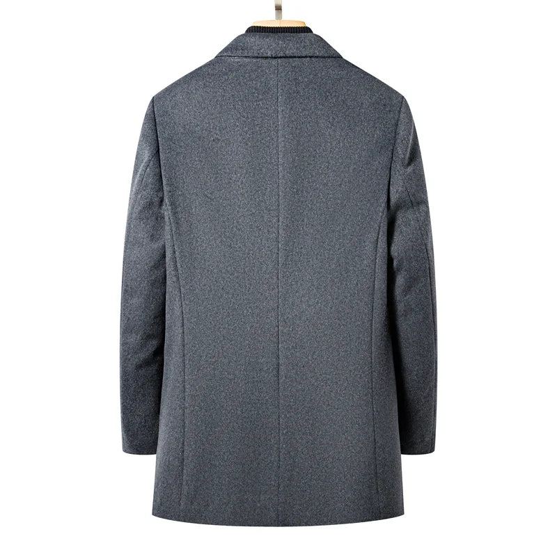 Manteau De Laine Hommes Affaires Décontracté Trench Épais - Gris