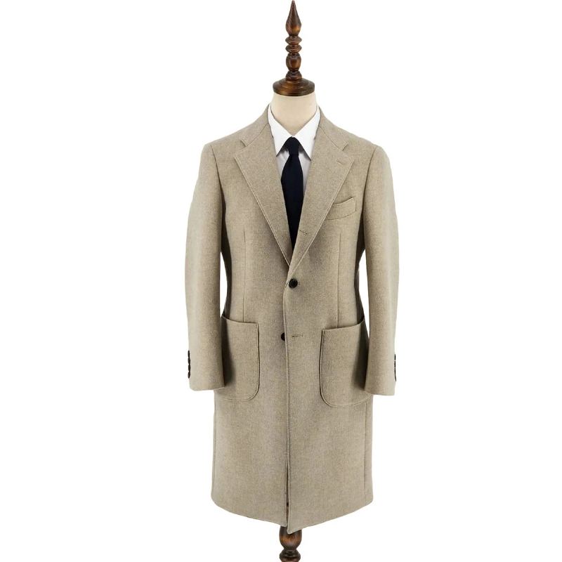 Manteau En Laine Pour Hommes Classique Solide Style Anglais Épais Long Simple Boutonnage Décontracté Veste Chaude D'hiver - Brun