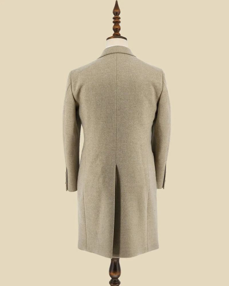 Manteau En Laine Pour Hommes Classique Solide Style Anglais Épais Long Simple Boutonnage Décontracté Veste Chaude D'hiver - Brun