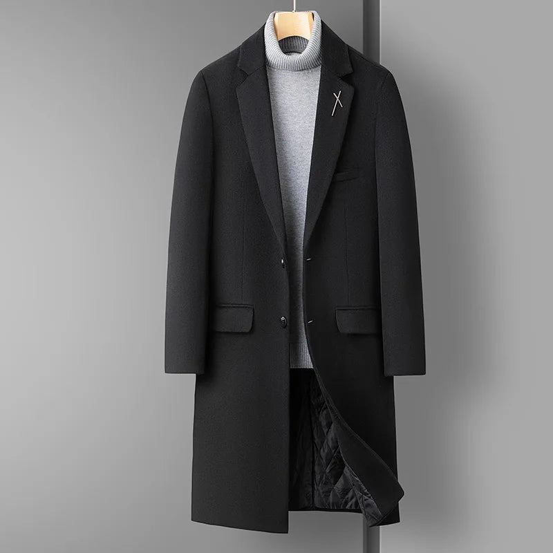 Manteau En Laine Pour Hommes Décontracté Tout Business Version Tendance Mélanges De Épais - Gris