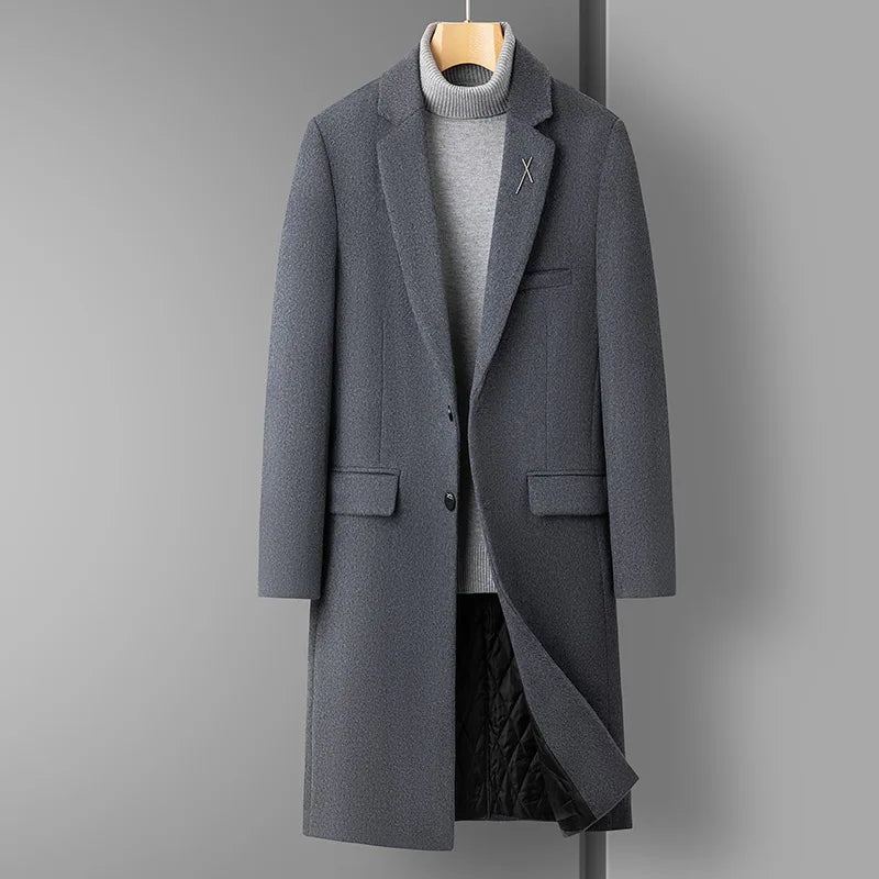 Manteau En Laine Pour Hommes Décontracté Tout Business Version Tendance Mélanges De Épais - Gris