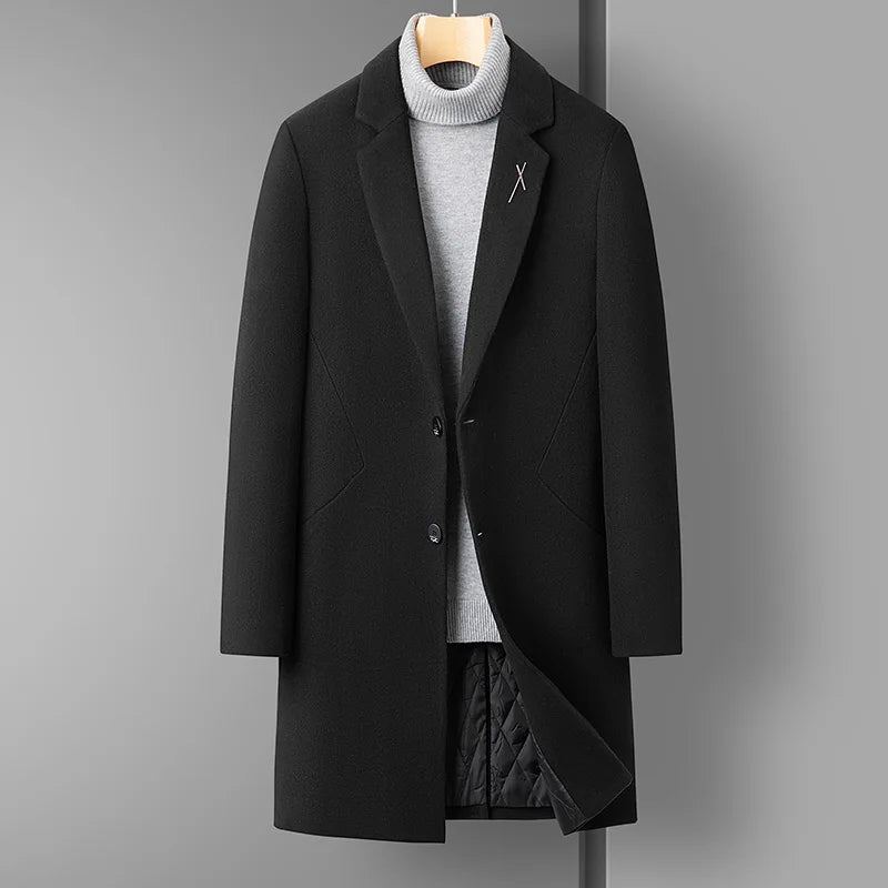 Manteau En Laine Pour Hommes Décontracté Tout Business Version Tendance Mélanges De Épais - Gris