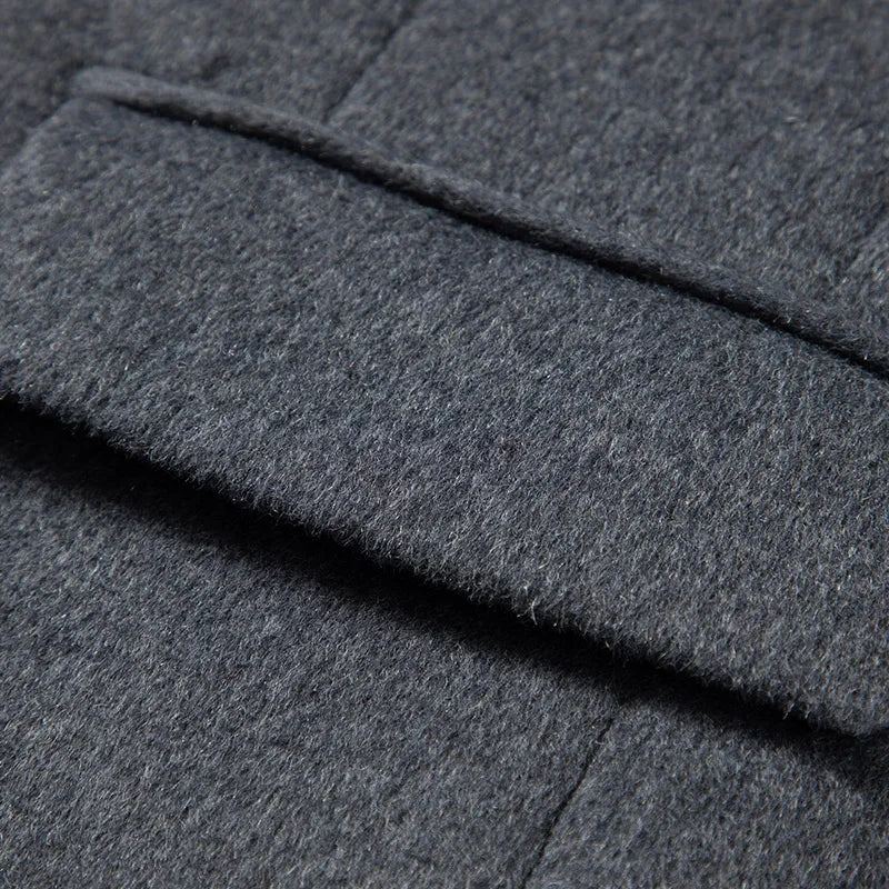 Manteau En Laine Pour Hommes Décontracté Tout Business Version Tendance Mélanges De Épais - Gris