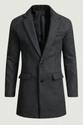 Manteau En Laine Pour Hommes Pardessus Épais Mélange De Automne Et Hiver