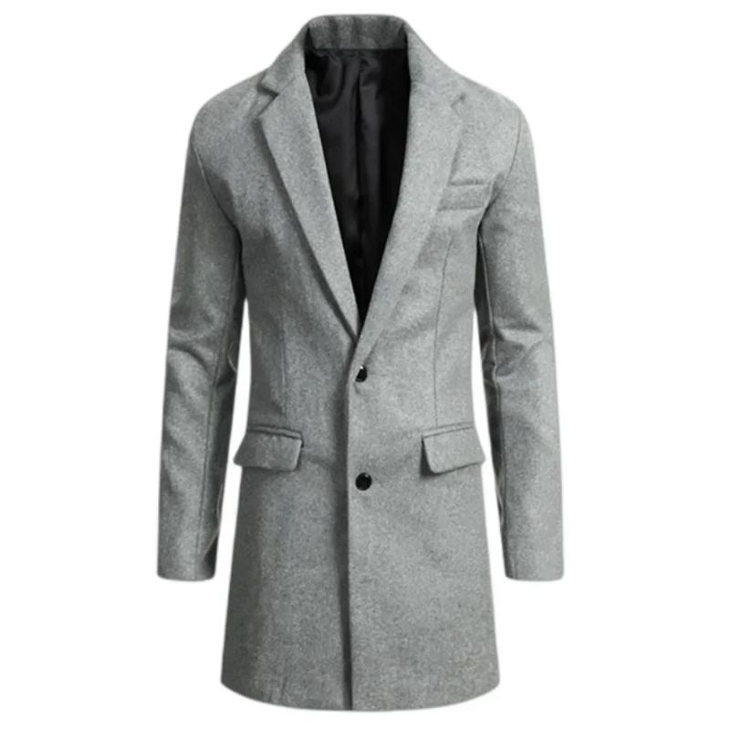 Manteau En Laine Pour Hommes Pardessus Épais Mélange De Automne Et Hiver - Gris Clair