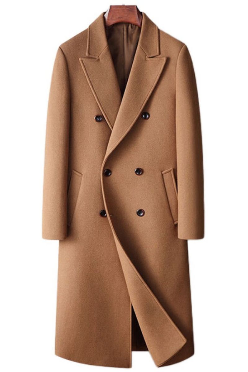 Manteau En Laine Pour Hommes Veste Longue En Mélange De D'automne En Et Cachemire À Pois Pardessus D'hiver Vêtements D'extérieur